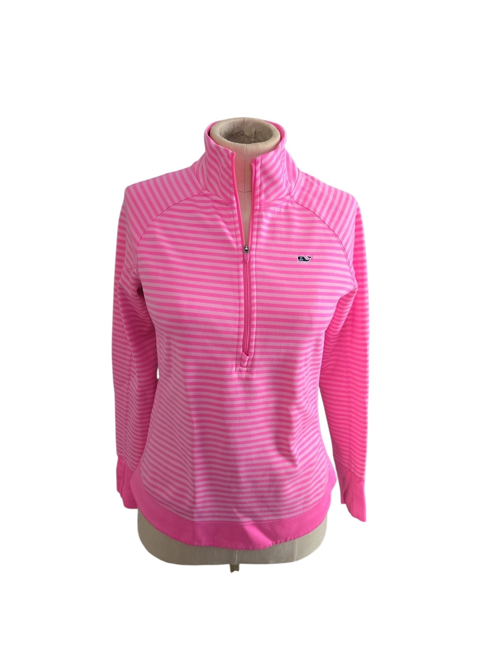Vineyard Vines Performance Pink  Striped Quarter-Zip Pullover Size XS